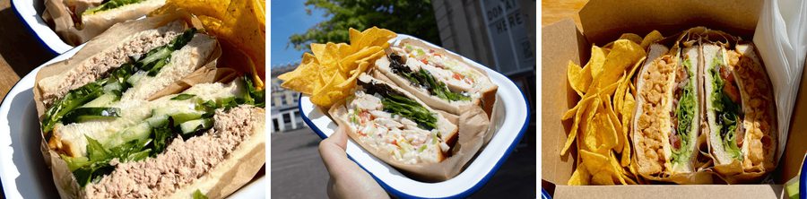 A collage of images of sandwiches